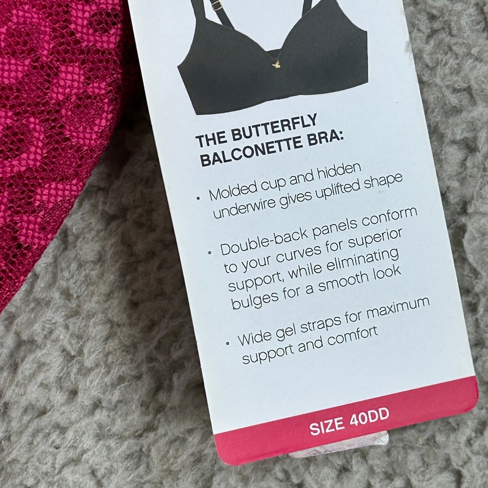Ashley Stewart Butterfly Balconette Bra Sangria Leopard Print Size 40DD New NWT - Picture 5 of 10